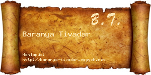 Baranya Tivadar névjegykártya